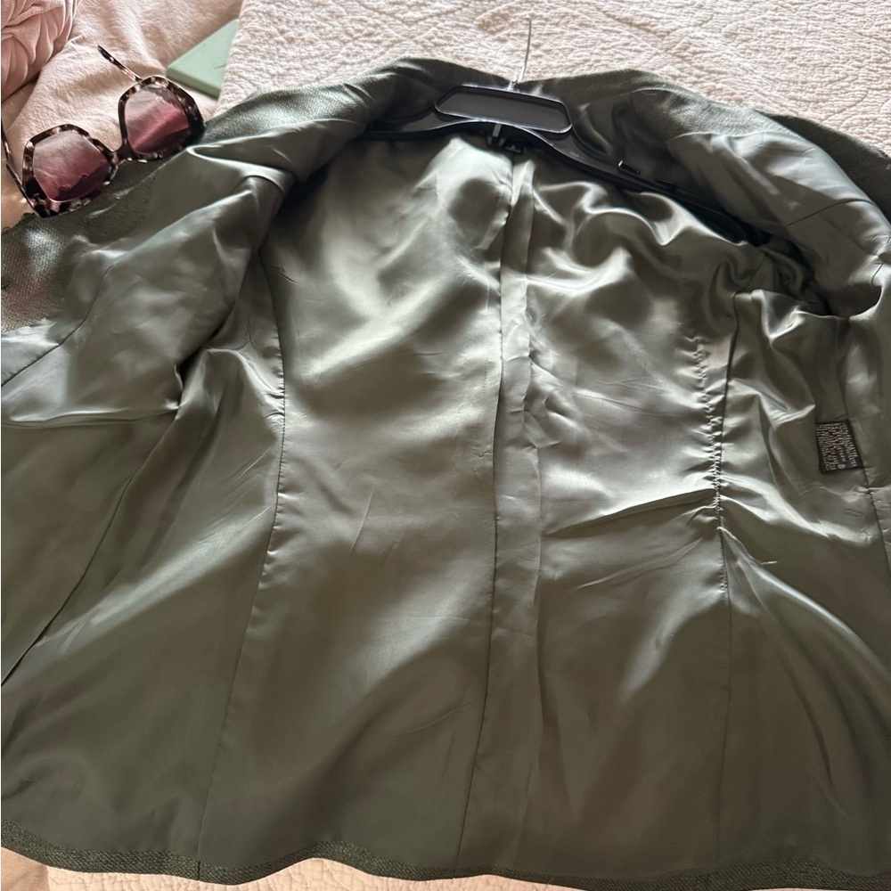 Nipon Boutique Vintage Olive Green Blazer with Brown Accents Size 8 - Picture 9 of 11